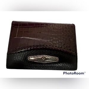 BRIGHTON LEATHER BROWN BLACK FOLD WALLET